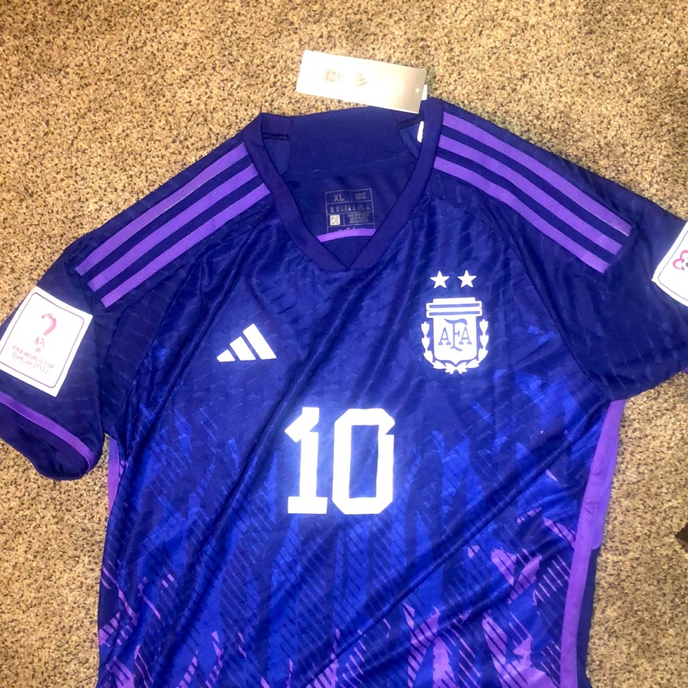 Argentina Away Jersey Messi Qatar World Cup 2022